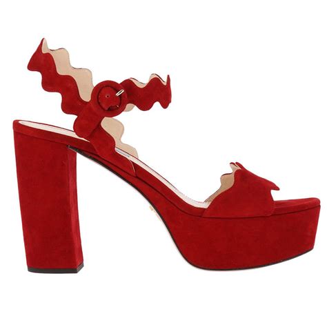 prada scalloped platform sandals|More.